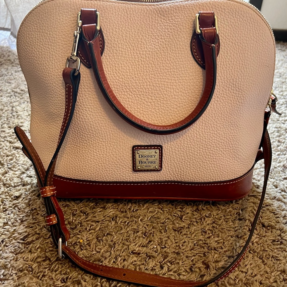 Dooney and Bourke Light Pink Pebble Grain Zip Zip Satchel